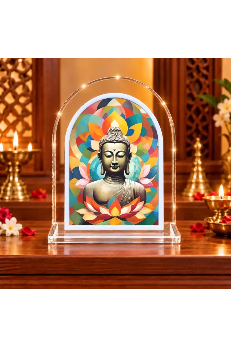 Buddha L Shape Acrylic Showpiece 3 X 3.5 Inch For Home, Office And Car (F175928)