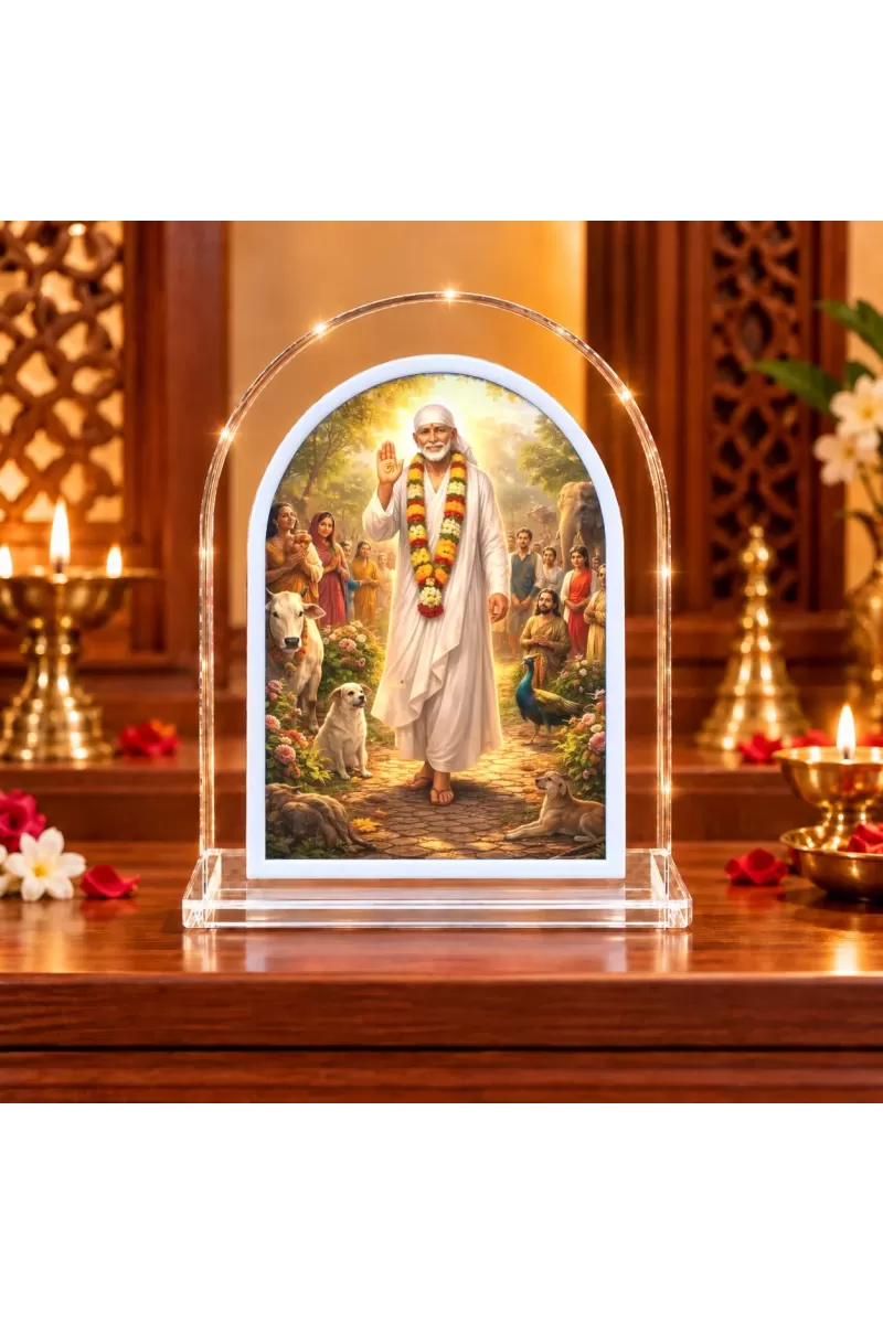 Sai Baba L Shape Acrylic Showpiece 3 X 3.5 Inch For Home, Office And Car (F175930)