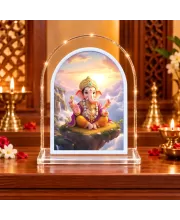Lord Ganesha L Shape Acrylic Showpiece 3 X 3.5 Inch For Home, Office And Car (F175931)
