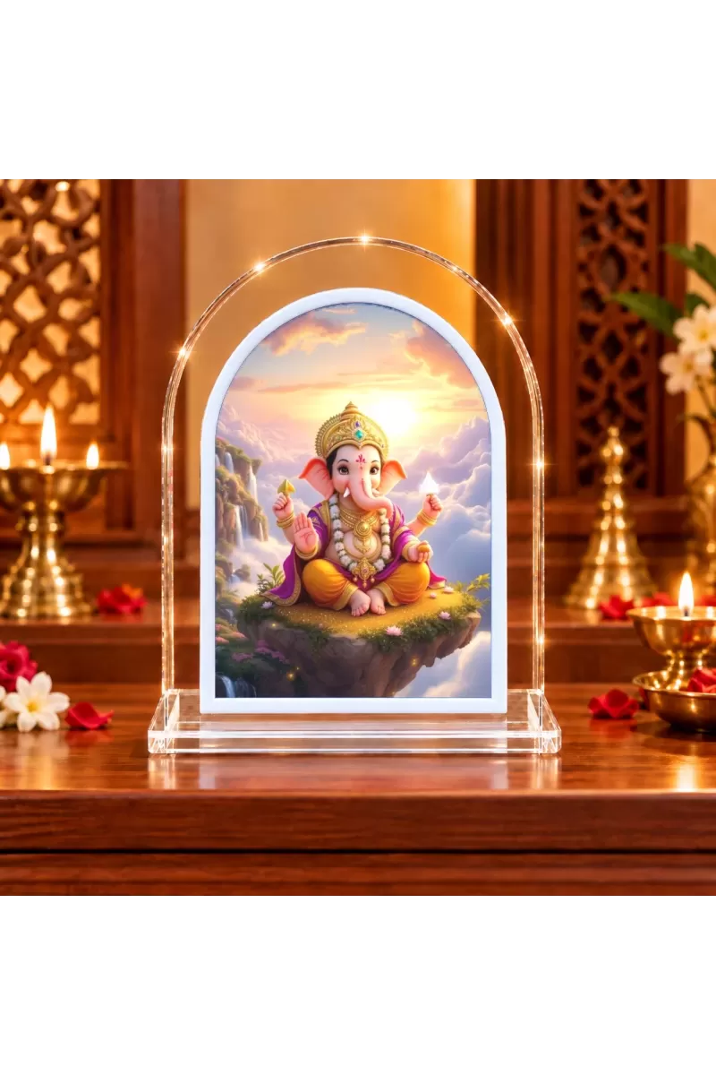 Lord Ganesha L Shape Acrylic Showpiece 3 X 3.5 Inch For Home, Office And Car (F175931)
