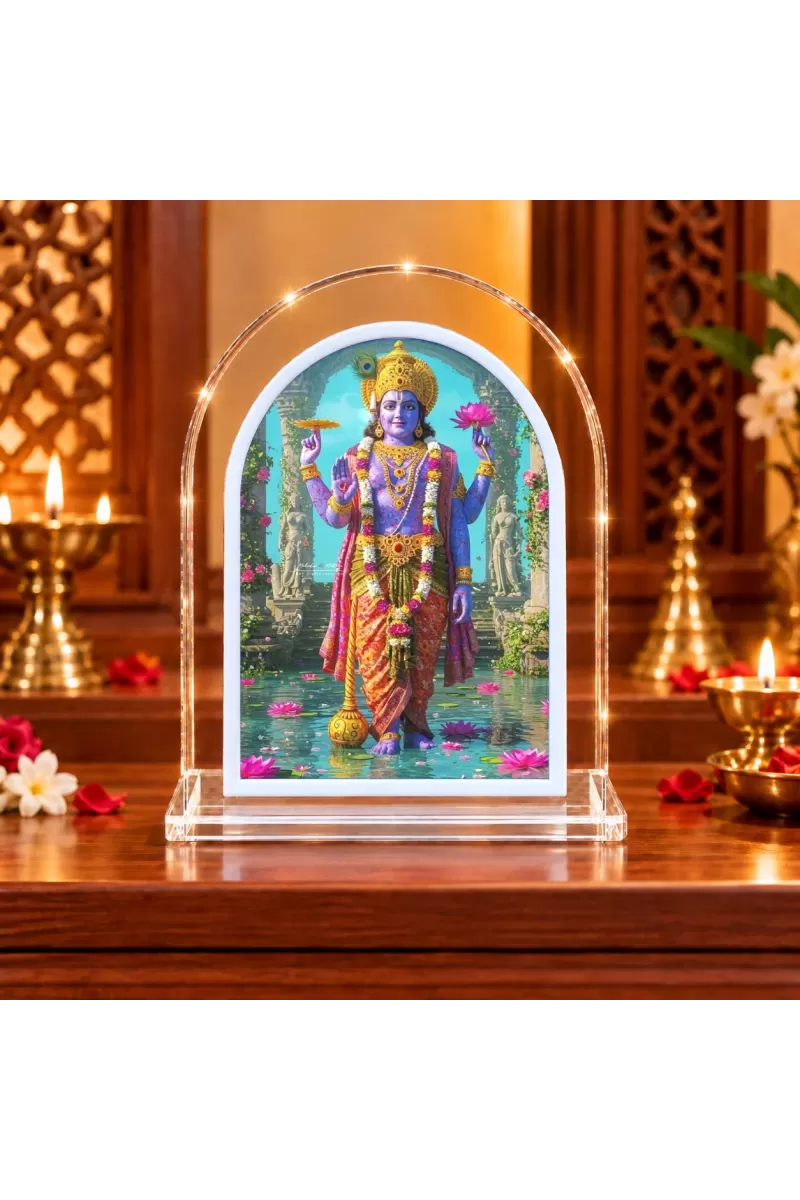 Lord Vishnu L Shape Acrylic Showpiece 3 X 3.5 Inch For Home, Office And Car (F175932)