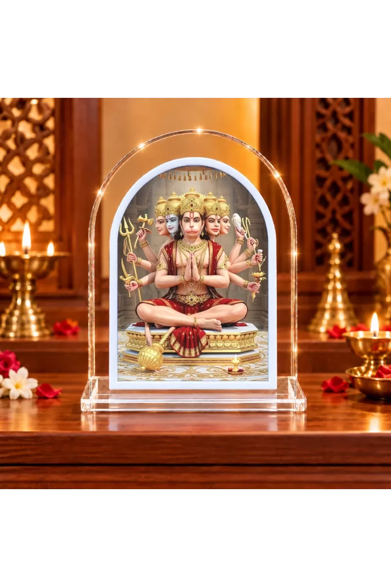 Panchmukhi Hanuman L Shape Acrylic Showpiece 3 X 3.5 Inch For Home, Office And Car (F175933)