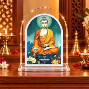 Buddha L Shape Acrylic Showpiece 3 X 3.5 Inch For Home, Office And Car (F175934)