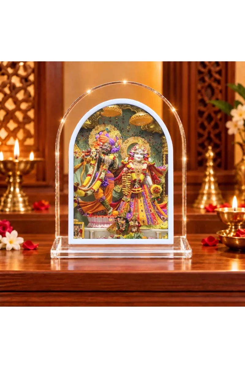 Radha Krishna L Shape Acrylic Showpiece 3 X 3.5 Inch For Home, Office And Car (F175939)