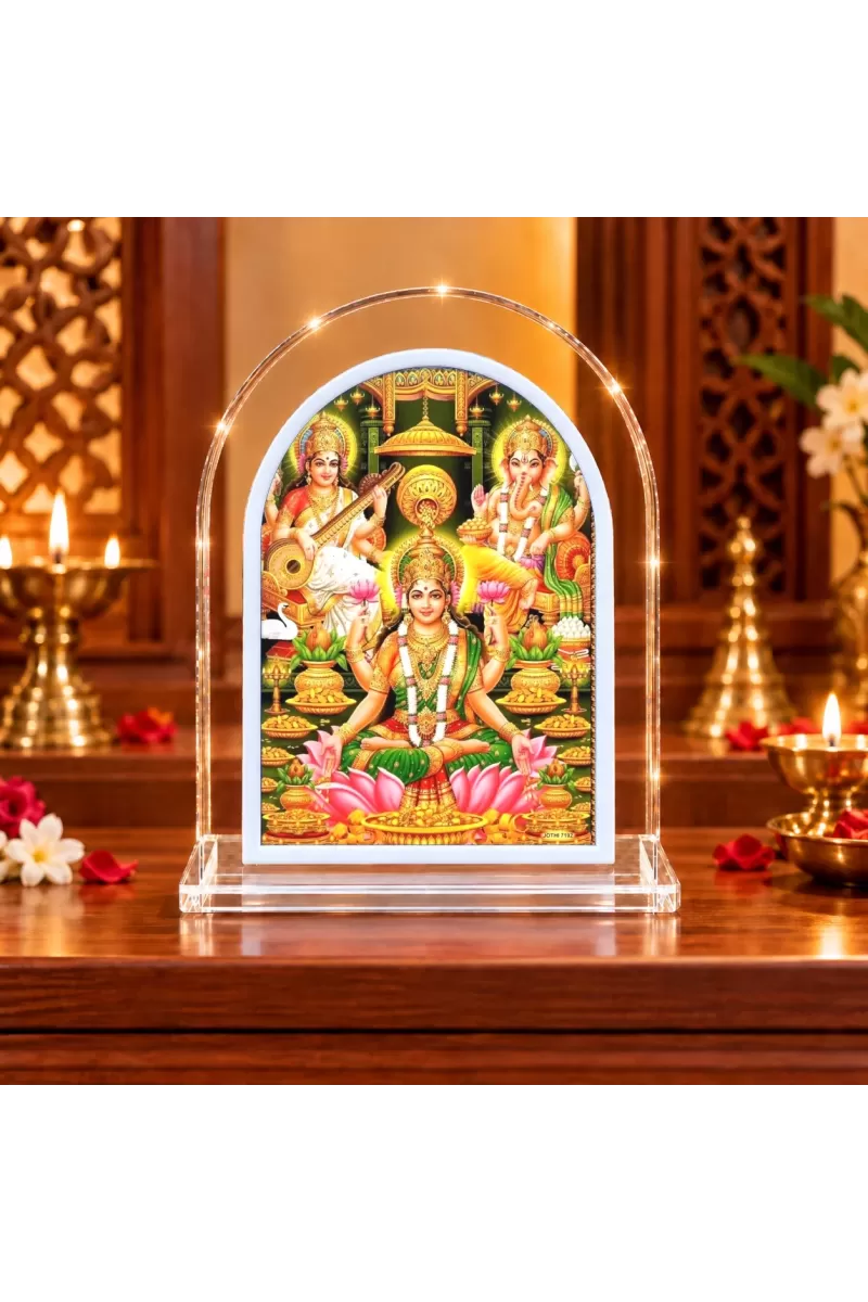 Maa Lakshmi L Shape Acrylic Showpiece 3 X 3.5 Inch For Home, Office And Car (F175944)