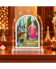 Maa Durga L Shape Acrylic Showpiece 3 X 3.5 Inch For Home, Office And Car (F175945)