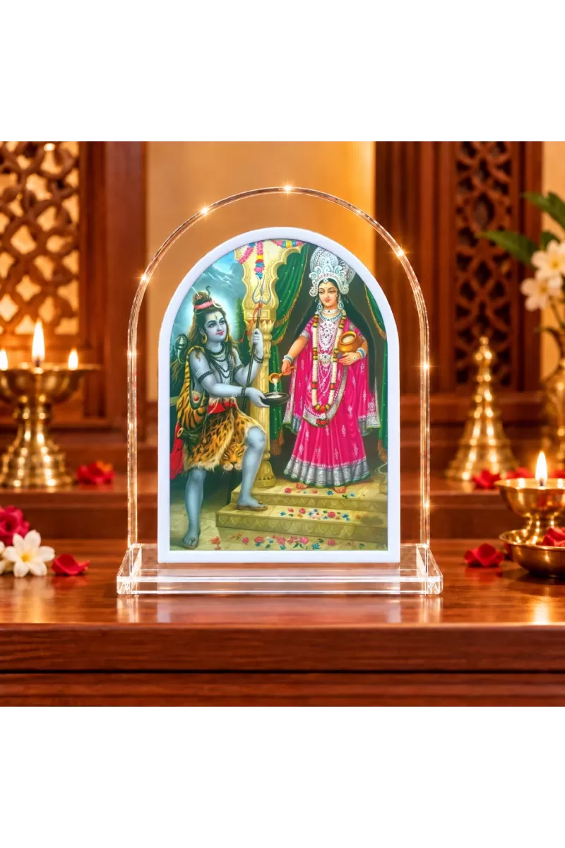 Maa Durga L Shape Acrylic Showpiece 3 X 3.5 Inch For Home, Office And Car (F175945)
