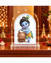 Lord Krishna L Shape Acrylic Showpiece 3 X 3.5 Inch For Home, Office And Car (F175948)