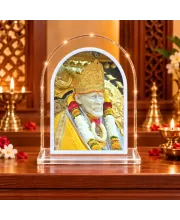 Shirdi Sai Baba L Shape Acrylic Showpiece 3 X 3.5 Inch For Home, Office And Car (F175950)