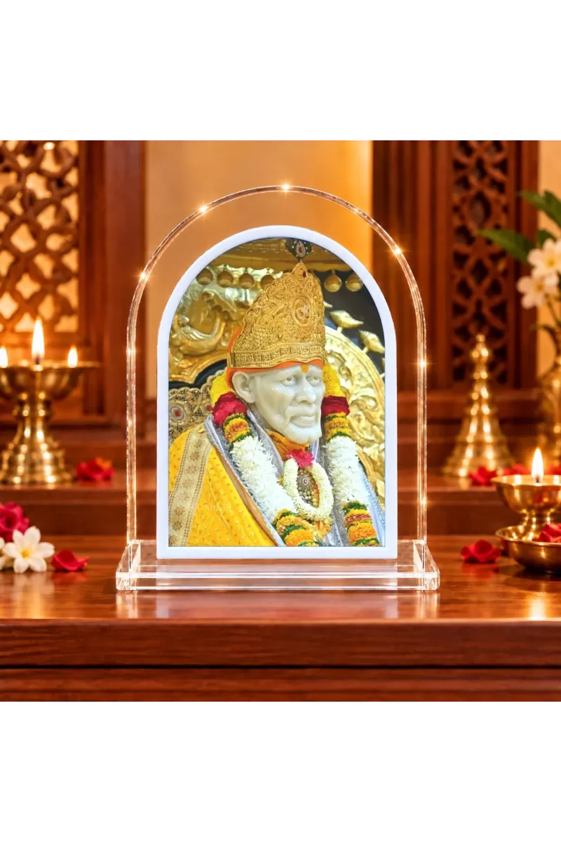 Shirdi Sai Baba L Shape Acrylic Showpiece 3 X 3.5 Inch For Home, Office And Car (F175950)
