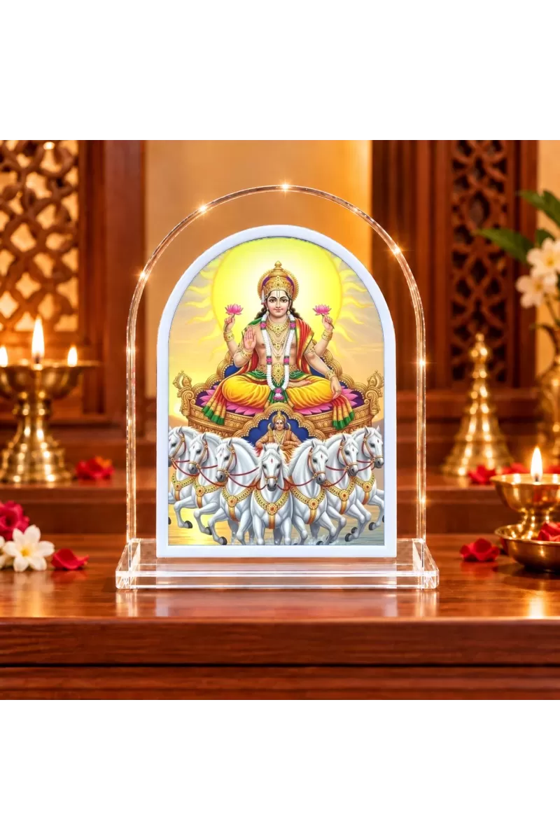 Surya Dev L Shape Acrylic Showpiece 3 X 3.5 Inch For Home, Office And Car (F175954)