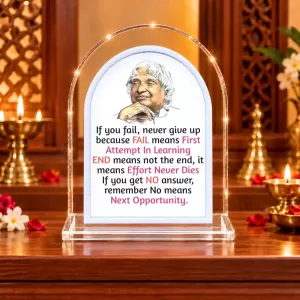 A. P. J. Abdul Kalam L Shape Acrylic Showpiece 3 X 3.5 Inch For Home, Office And Car (F175957) A. P. J. Abdul Kalam L Shape Acrylic Showpiece 3 X 3.5 Inch For Home, Office And Car (F175957)