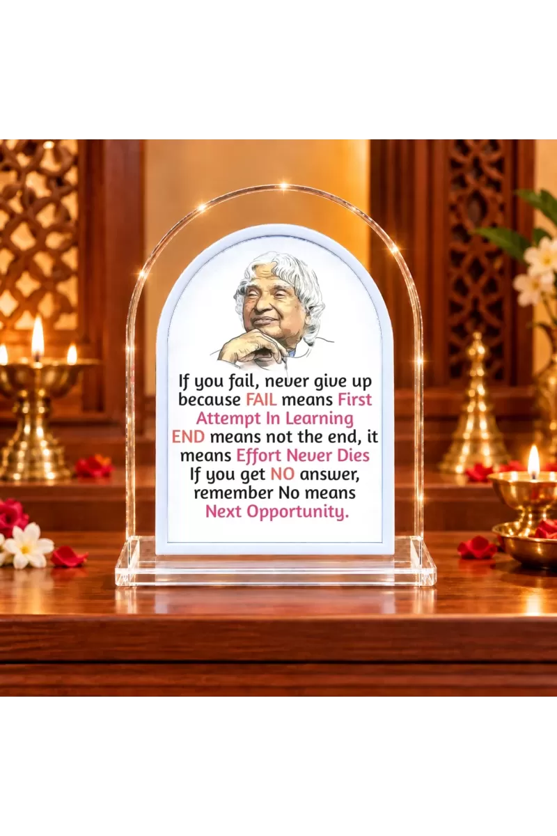 A. P. J. Abdul Kalam L Shape Acrylic Showpiece 3 X 3.5 Inch For Home, Office And Car (F175957)