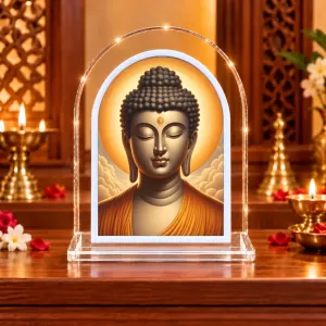 Buddha L Shape Acrylic Showpiece 3 X 3.5 Inch For Home, Office And Car (F175959)