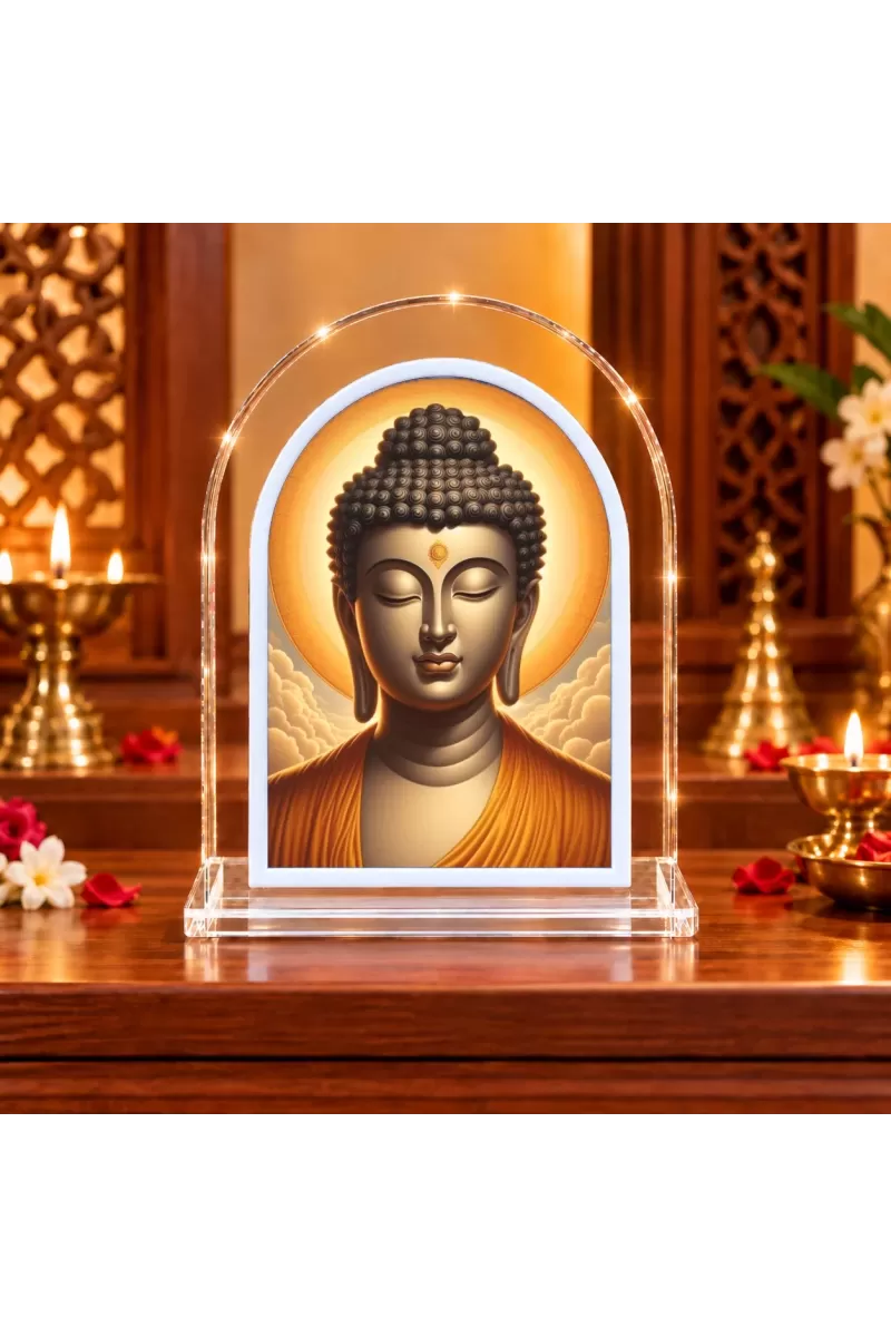 Buddha L Shape Acrylic Showpiece 3 X 3.5 Inch For Home, Office And Car (F175959)