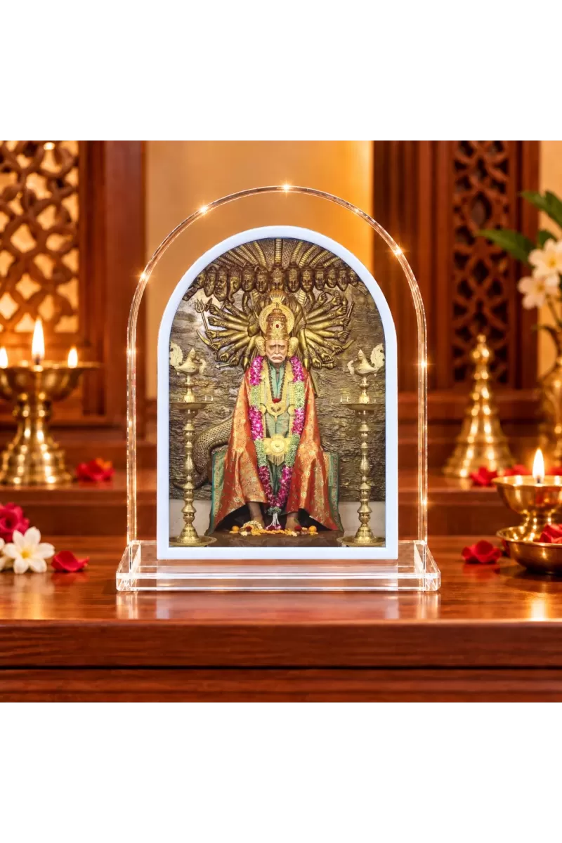 Shree Swami Samarth L Shape Acrylic Showpiece 3 X 3.5 Inch For Home, Office And Car (F175962)