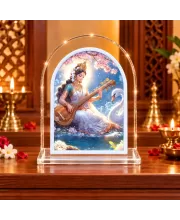 Goddess Saraswati L Shape Acrylic Showpiece 3 X 3.5 Inch For Home, Office And Car (F175963)