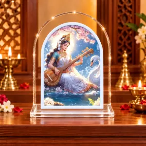 Goddess Saraswati L Shape Acrylic Showpiece 3 X 3.5 Inch For Home, Office And Car (F175963) Goddess Saraswati L Shape Acrylic Showpiece 3 X 3.5 Inch For Home, Office And Car (F175963)