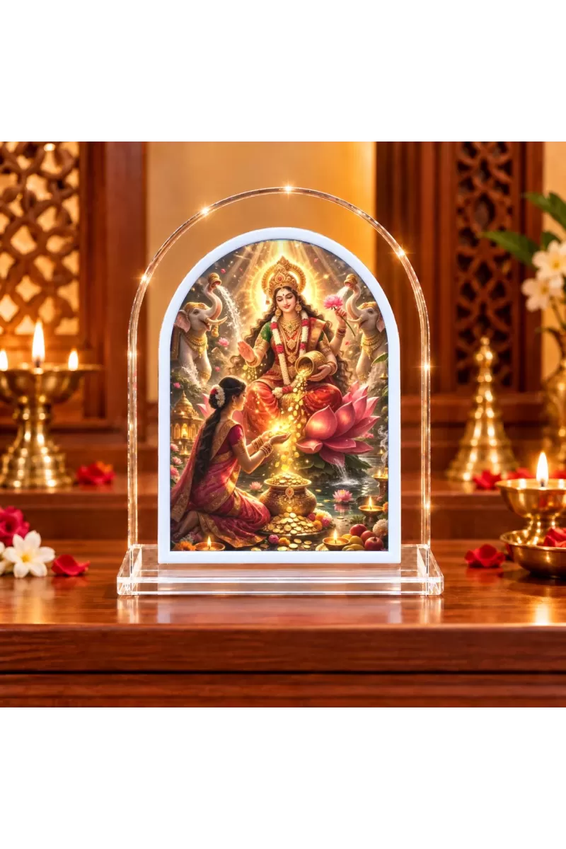 Goddess Lakshmi L Shape Acrylic Showpiece 3 X 3.5 Inch For Home, Office And Car (F175964)