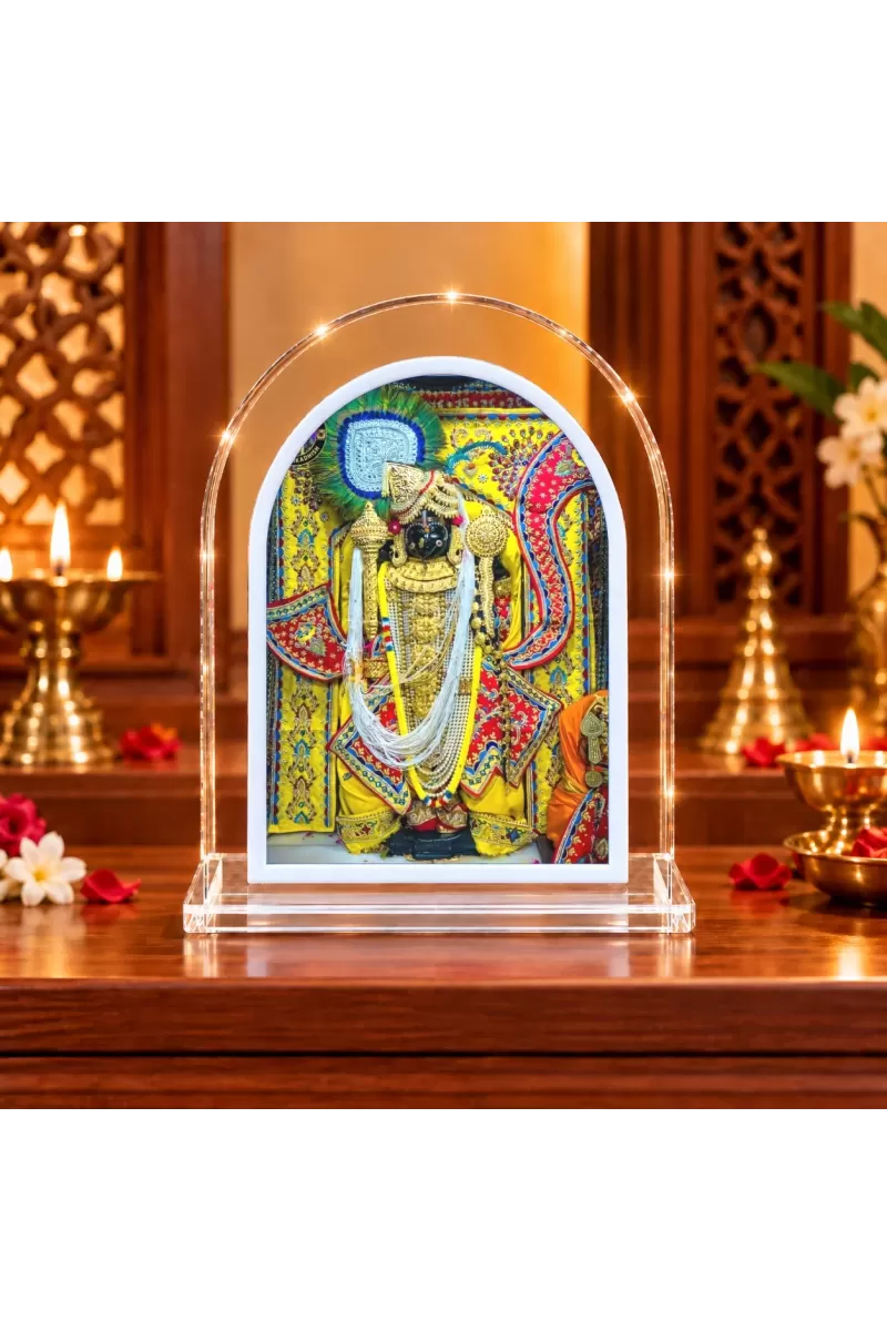 Lord Dwarikadhish L Shape Acrylic Showpiece 3 X 3.5 Inch For Home, Office And Car (F175965)