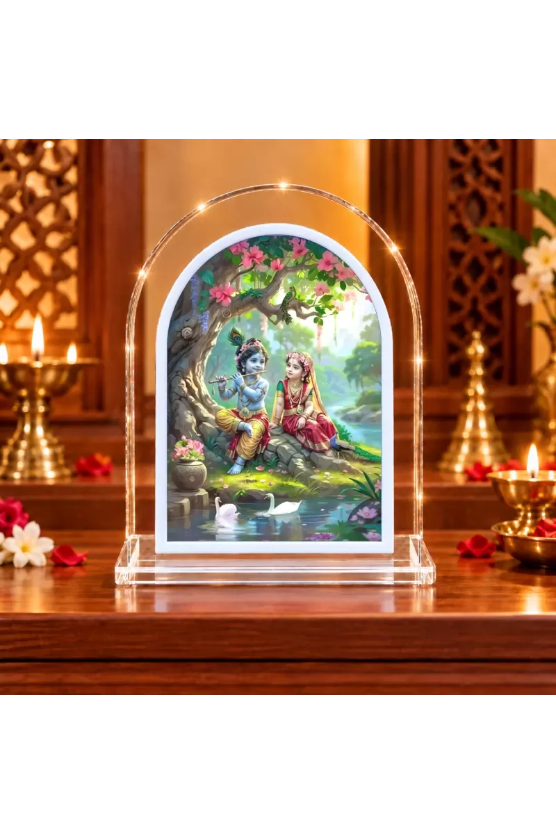Radha Krishna L Shape Acrylic Showpiece 3 X 3.5 Inch For Home, Office And Car (F175966)