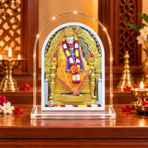 Shirdi Sai Baba L Shape Acrylic Showpiece 3 X 3.5 Inch For Home, Office And Car (F175967)