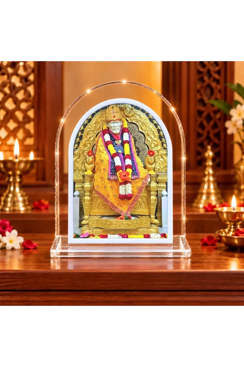 Shirdi Sai Baba L Shape Acrylic Showpiece 3 X 3.5 Inch For Home, Office And Car (F175967)