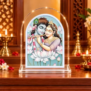 Radha Krishna L Shape Acrylic Showpiece 3 X 3.5 Inch For Home, Office And Car (F175968)