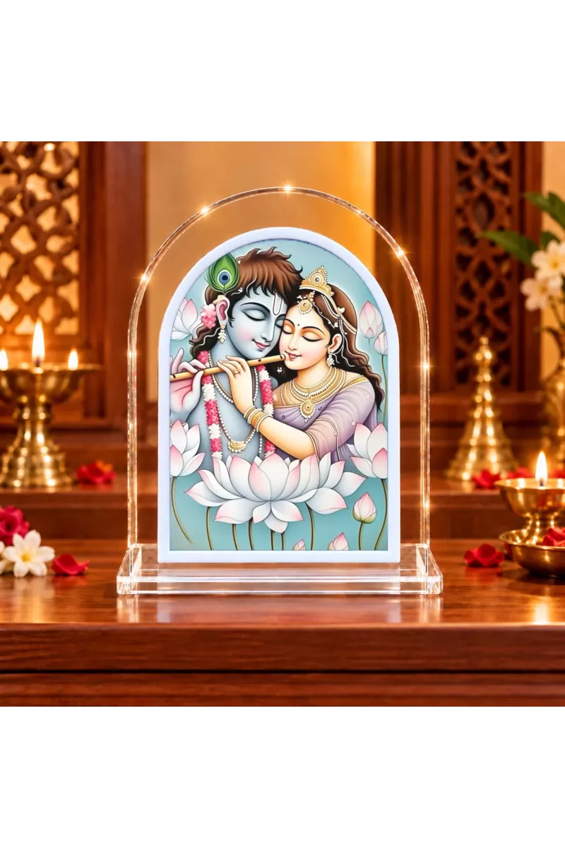 Radha Krishna L Shape Acrylic Showpiece 3 X 3.5 Inch For Home, Office And Car (F175968)