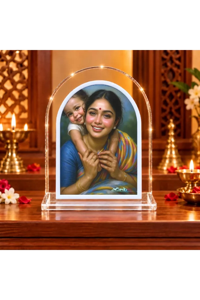 Mother And Child L Shape Acrylic Showpiece 3 X 3.5 Inch For Home, Office And Car (F175969)