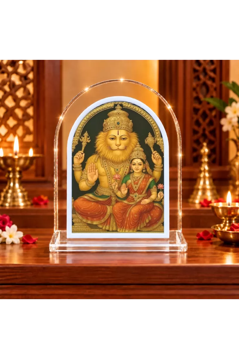 Lakshmi Narasimha L Shape Acrylic Showpiece 3 X 3.5 Inch For Home, Office And Car (F175972)