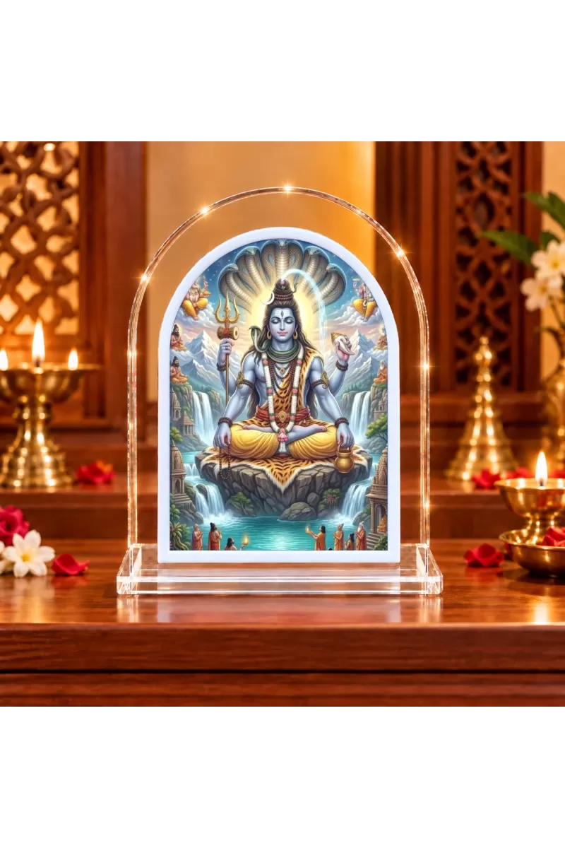 Lord Shiva L Shape Acrylic Showpiece 3 X 3.5 Inch For Home, Office And Car (F175973)
