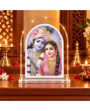 Radha Krishna L Shape Acrylic Showpiece 3 X 3.5 Inch For Home, Office And Car (F175976)
