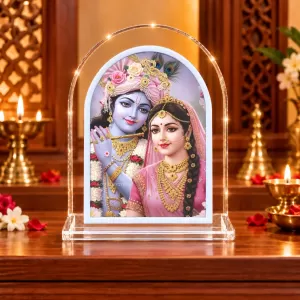 Radha Krishna L Shape Acrylic Showpiece 3 X 3.5 Inch For Home, Office And Car (F175976)