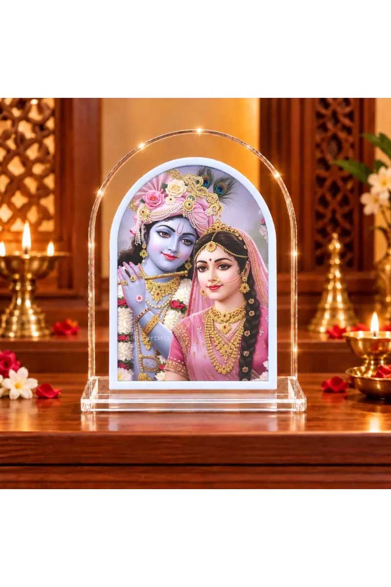 Radha Krishna L Shape Acrylic Showpiece 3 X 3.5 Inch For Home, Office And Car (F175976)