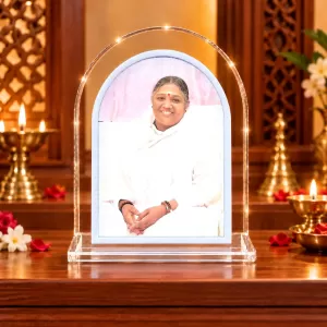 Mata Amritanandamayi L Shape Acrylic Showpiece 3 X 3.5 Inch For Home, Office And Car (F175980) Mata Amritanandamayi L Shape Acrylic Showpiece 3 X 3.5 Inch For Home, Office And Car (F175980)