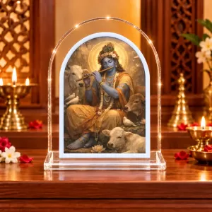 Lord Krishna L Shape Acrylic Showpiece 3 X 3.5 Inch For Home, Office And Car (F175981)