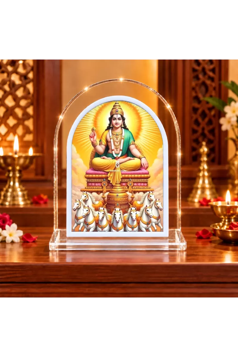 Surya Dev L Shape Acrylic Showpiece 3 X 3.5 Inch For Home, Office And Car (F175983)
