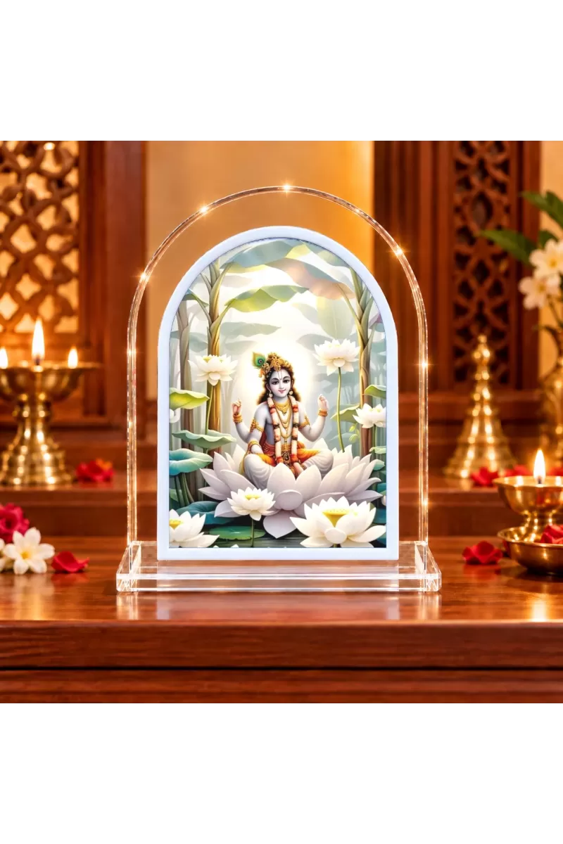 Shree Krishna L Shape Acrylic Showpiece 3 X 3.5 Inch For Home, Office And Car (F175985)
