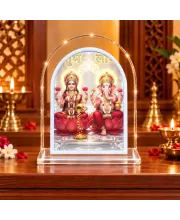 Lakshmi Ganesha L Shape Acrylic Showpiece 3 X 3.5 Inch For Home, Office And Car (F175990)