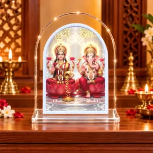 Lakshmi Ganesha L Shape Acrylic Showpiece 3 X 3.5 Inch For Home, Office And Car (F175990) Lakshmi Ganesha L Shape Acrylic Showpiece 3 X 3.5 Inch For Home, Office And Car (F175990)