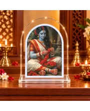 Maa Durga L Shape Acrylic Showpiece 3 X 3.5 Inch For Home, Office And Car (F175992)