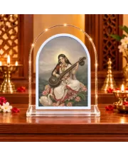 Goddess Saraswati L Shape Acrylic Showpiece 3 X 3.5 Inch For Home, Office And Car (F176000)