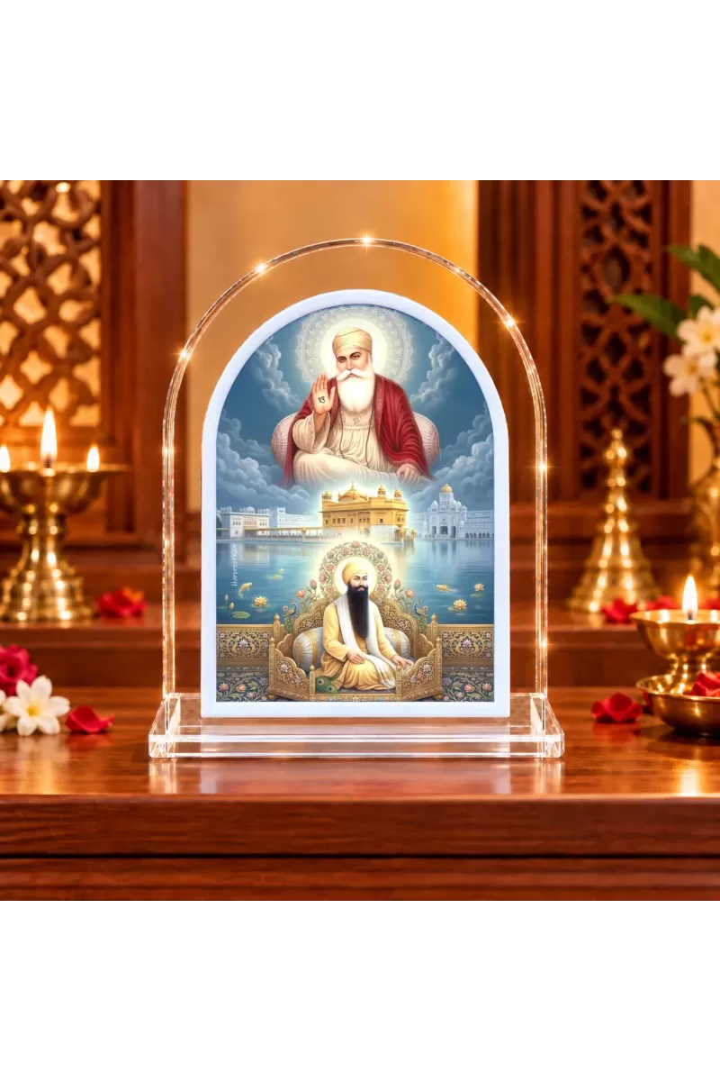 Guru Nanak Dev Ji L Shape Acrylic Showpiece 3 X 3.5 Inch For Home, Office And Car (F176003)