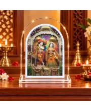 Radha Krishna L Shape Acrylic Showpiece 3 X 3.5 Inch For Home, Office And Car (F176004)