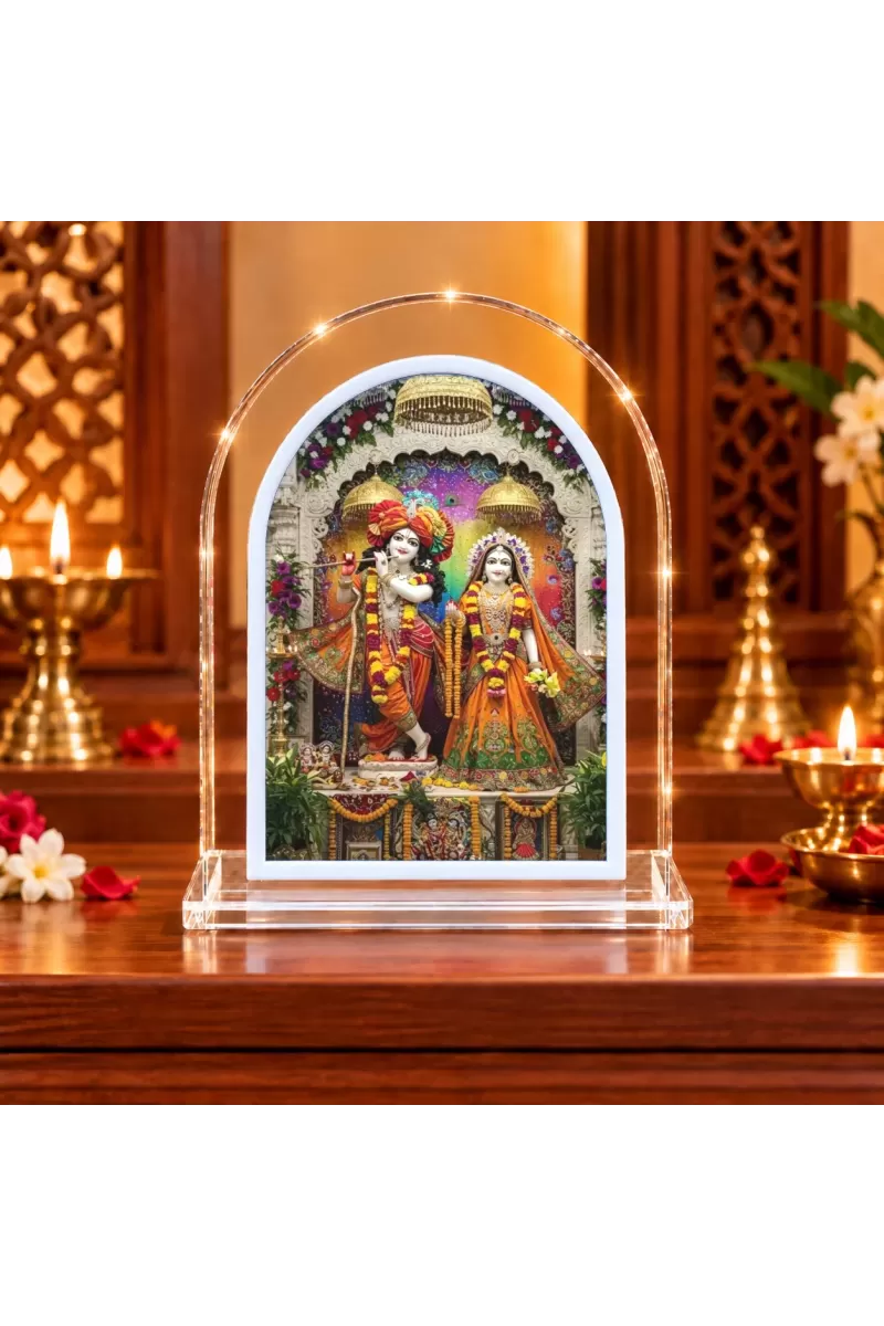Radha Krishna L Shape Acrylic Showpiece 3 X 3.5 Inch For Home, Office And Car (F176004)