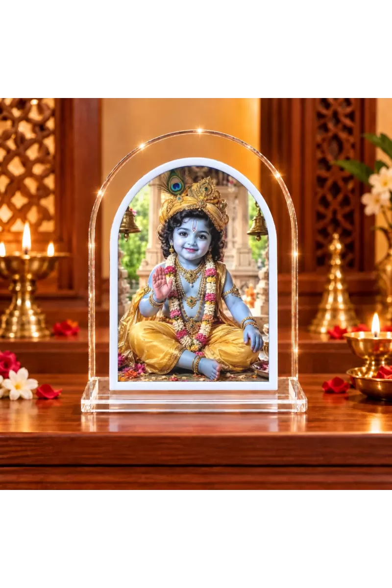 Lord Krishna L Shape Acrylic Showpiece 3 X 3.5 Inch For Home, Office And Car (F176005)