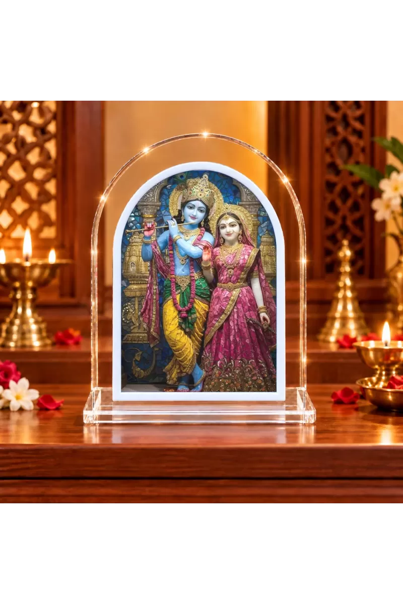 Radha Krishna L Shape Acrylic Showpiece 3 X 3.5 Inch For Home, Office And Car (F176007)