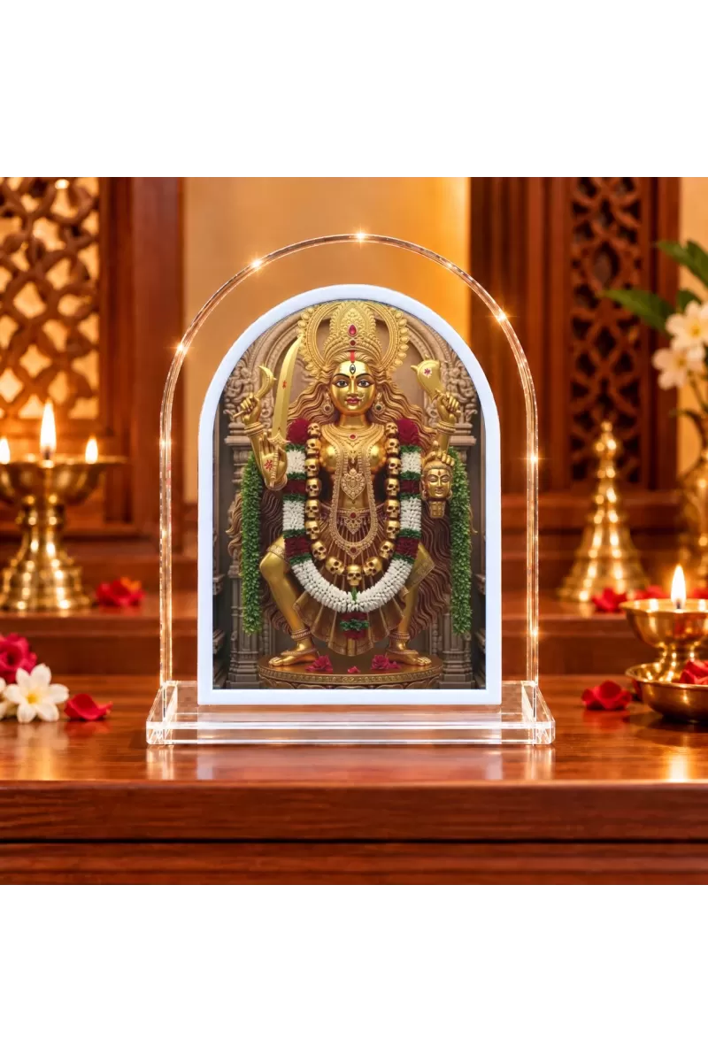 Maa Kaali L Shape Acrylic Showpiece 3 X 3.5 Inch For Home, Office And Car (F176008)