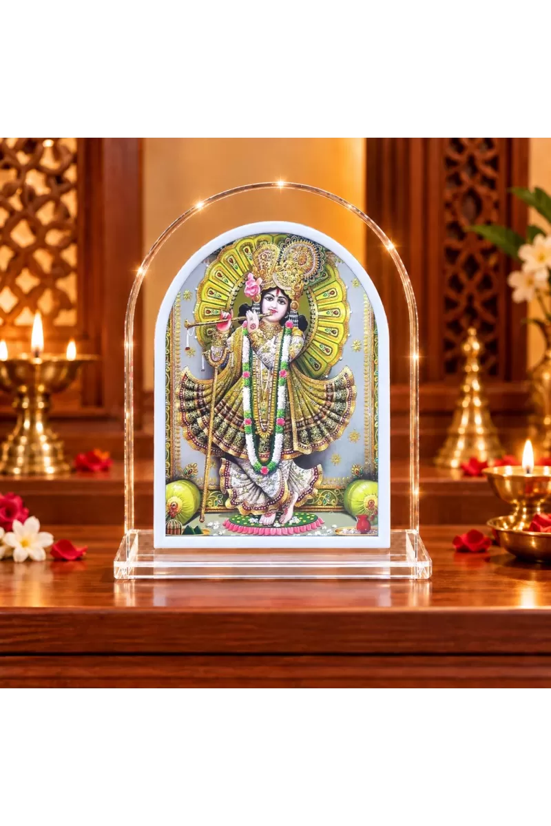 Lord Krishna L Shape Acrylic Showpiece 3 X 3.5 Inch For Home, Office And Car (F176012)